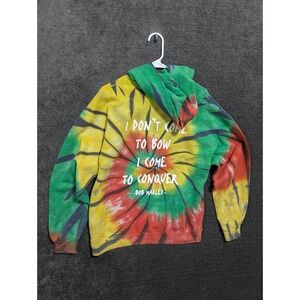 Bob Marley Rootswear Tie Dye Hoodie Rasta Quote Graphic Pullover Mens Large